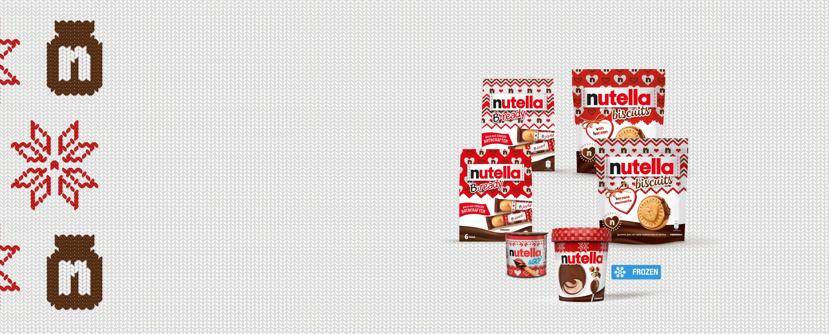 Nutella® Christmas products are displayed in a circle arrangement.